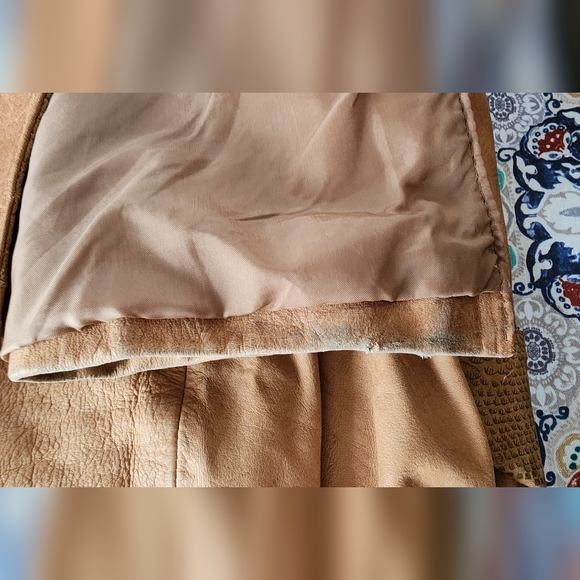 WINLIT Genuine Leather Duster Coat Women’s Large Tan Snakeskin Trim Vintage 80's - Picture 9 of 9